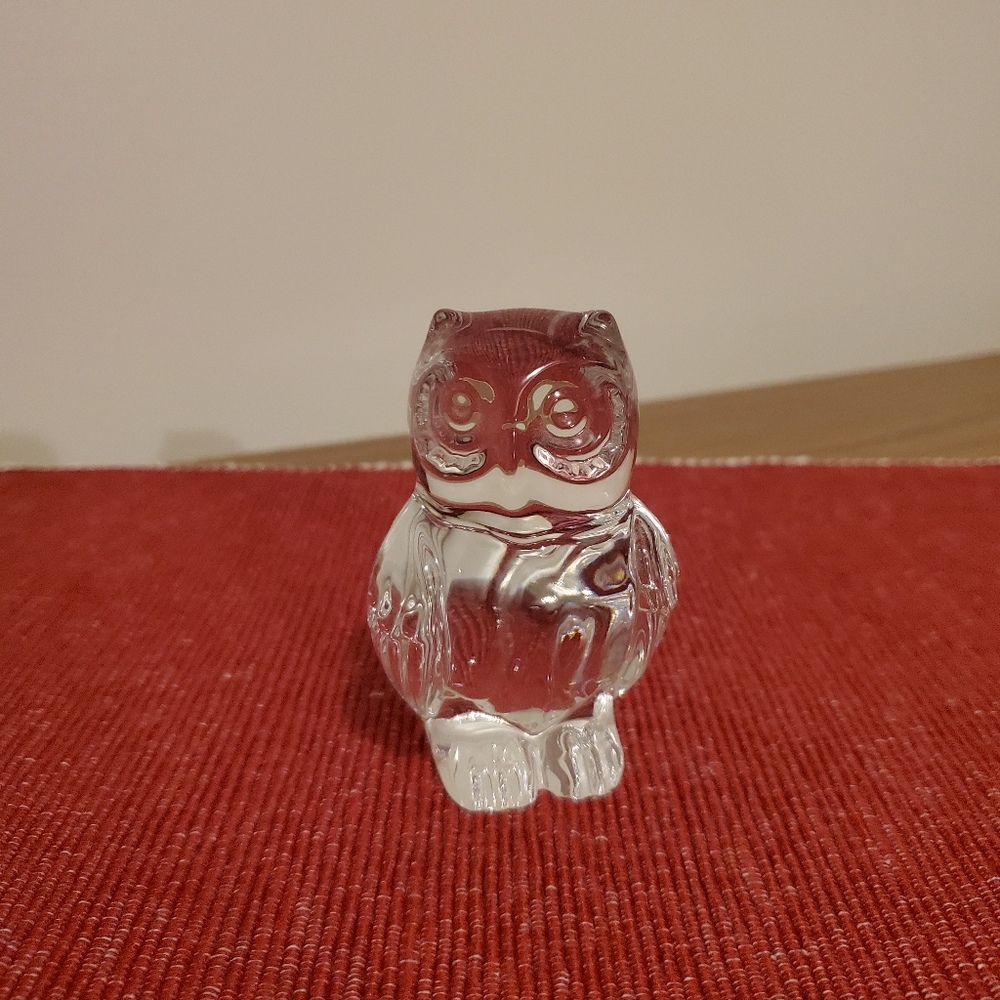 Princess House 24% Lead Crystal Owl Figurine Paperweight 3 3/8".